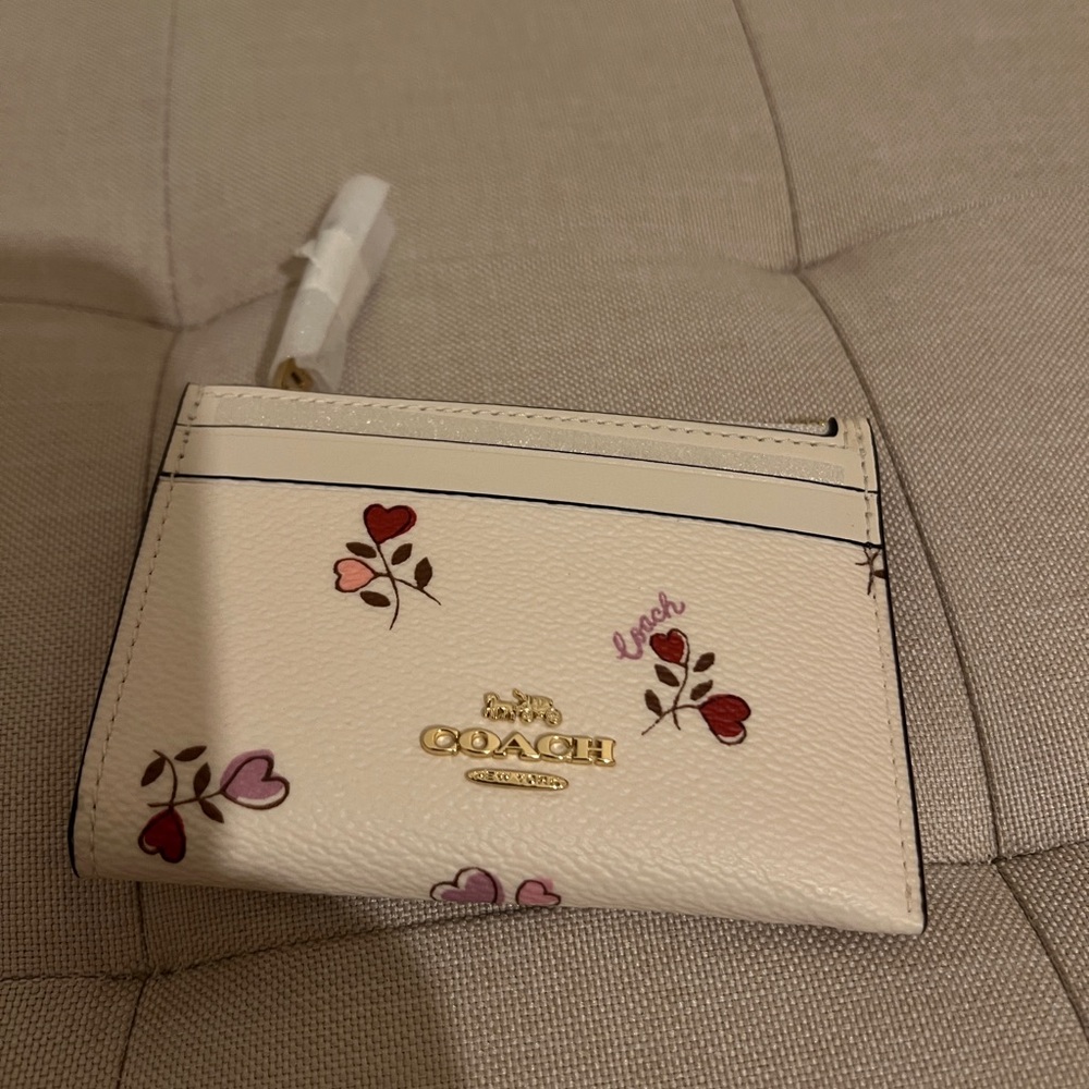 COACH Mini Skinny Id Case With Heart Print